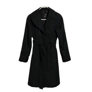 East 5th Black Button Down Belted Trench Coat Sz M